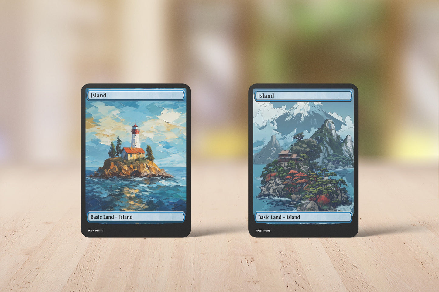 Island Basic Land Set Van Gogh and Japanese Themed High Quality Custom Art Cards for MTG