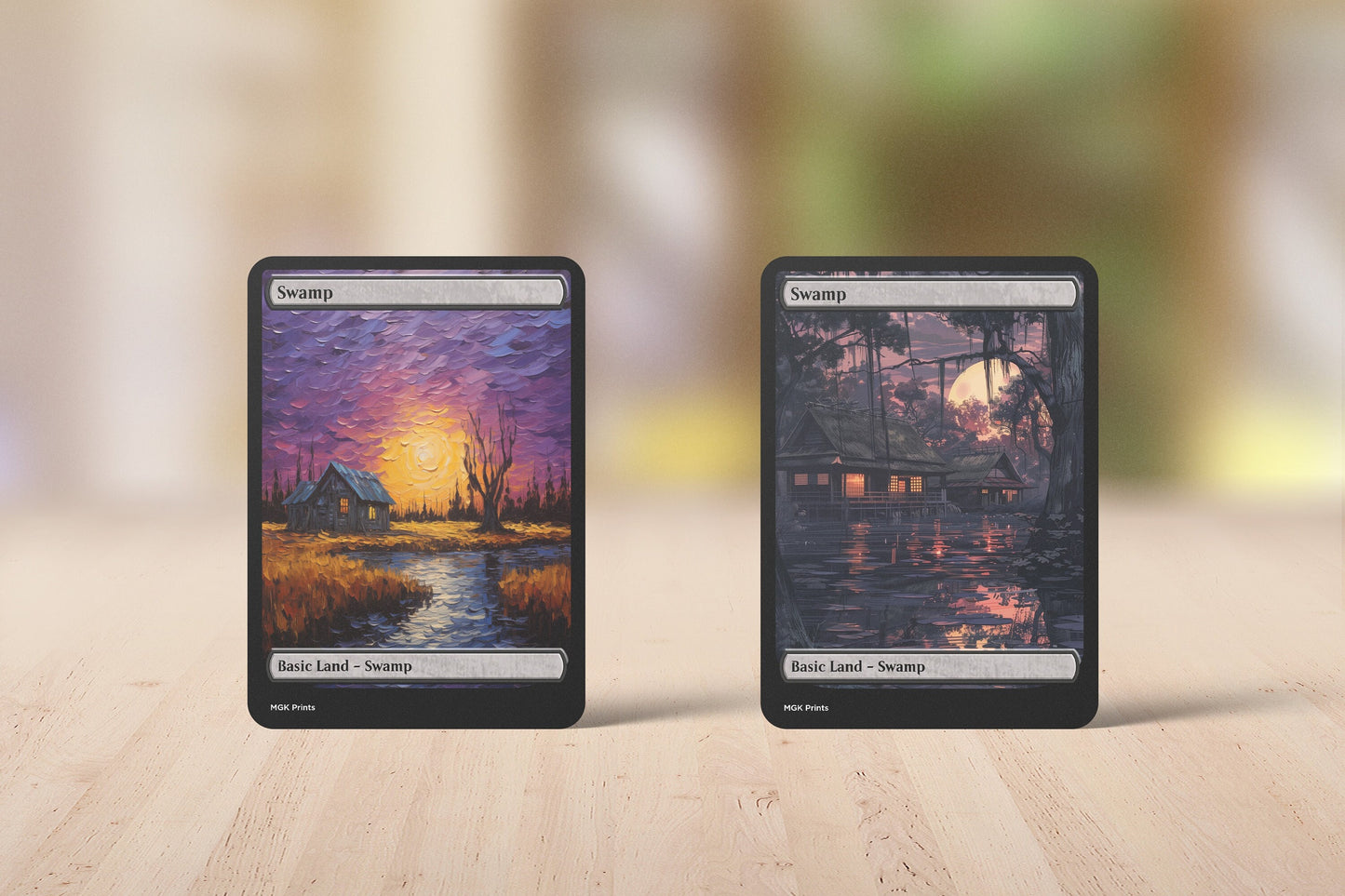 Swamp Basic Land Set Van Gogh and Japanese Themed High Quality Custom Art Cards for MTG