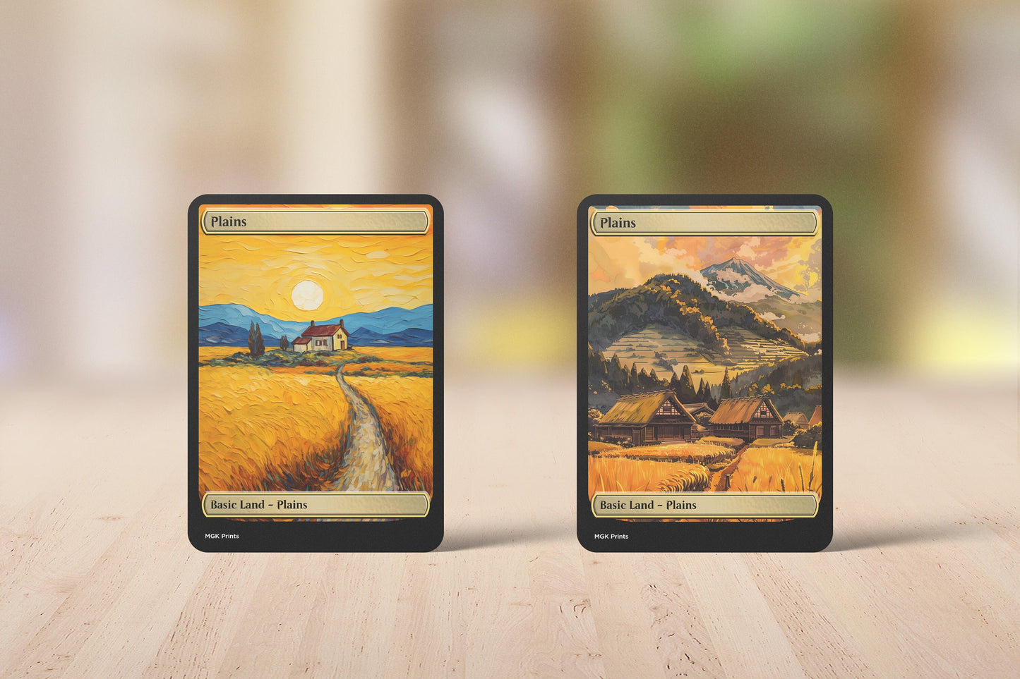 Plains Basic Land Set Van Gogh and Japanese Themed High Quality Custom Art Cards for MTG