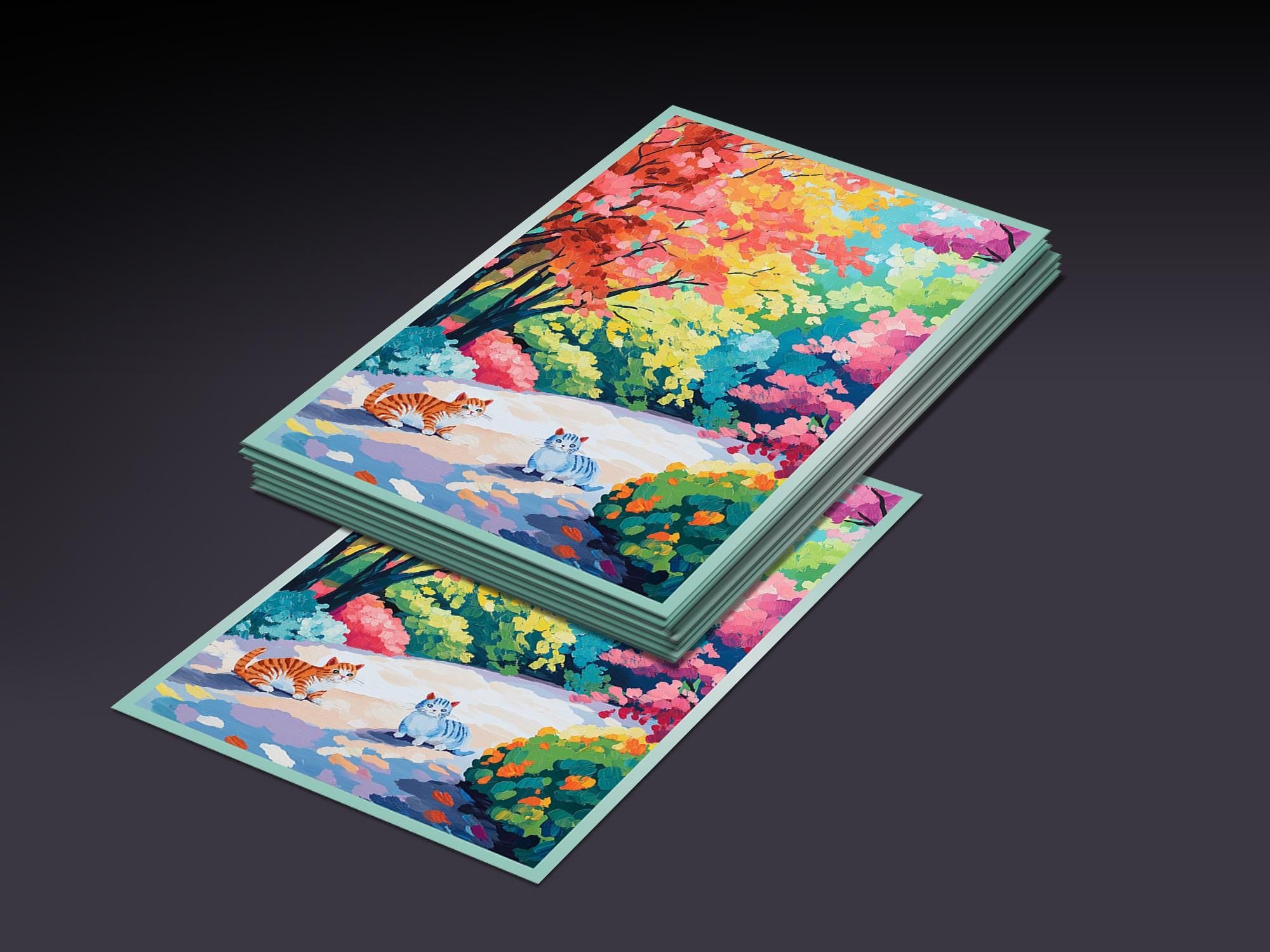 Two Kittens MTG Sleeves: Autumn Trees Durable Art Sleeves (100+)